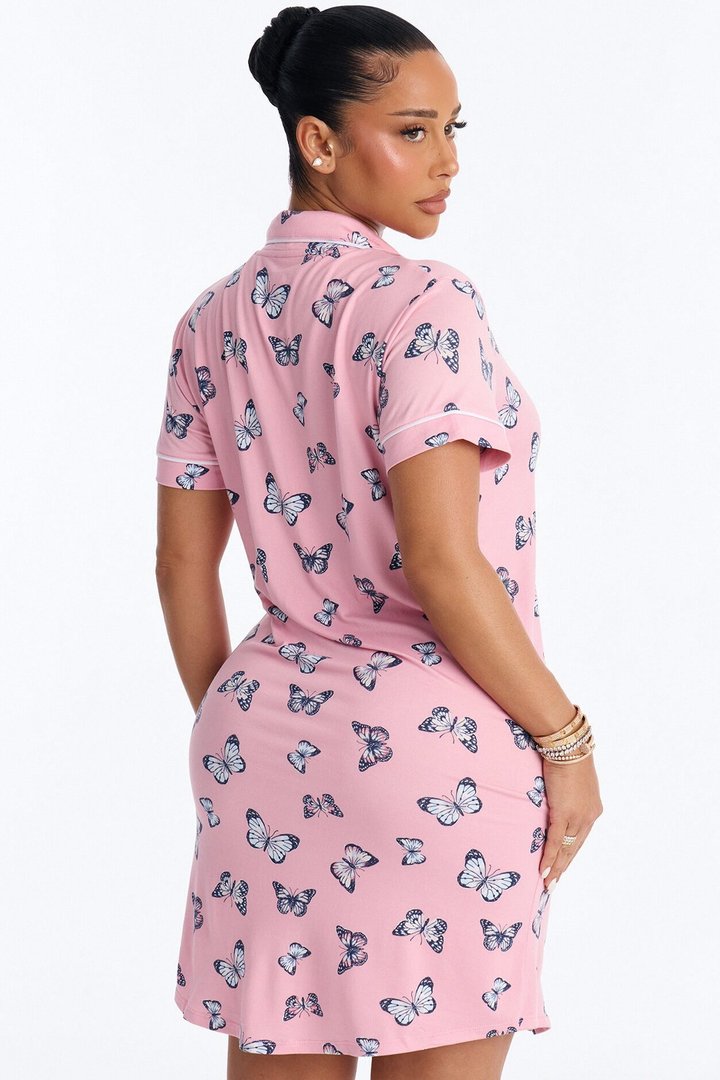 Domino Butterflies Sleep Shirt - Pink/combo