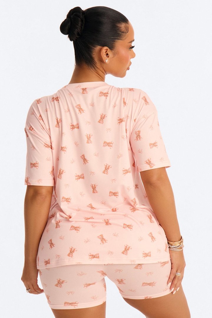 U R My Teddy Bear PJ Boxer Short Set - Pink/combo
