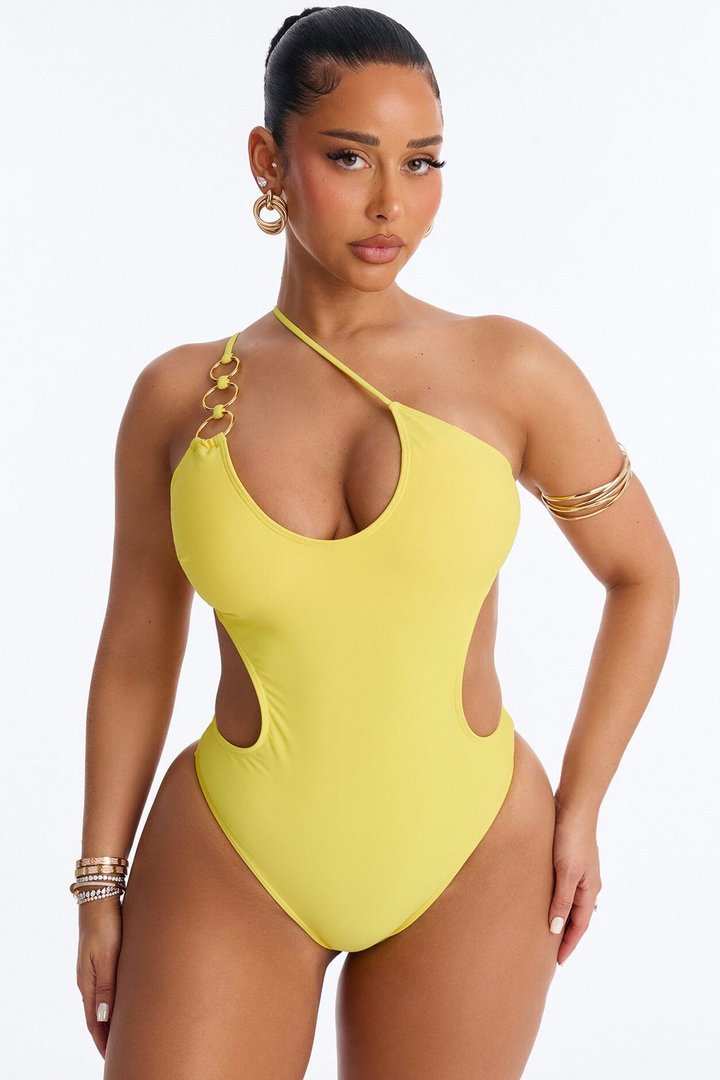 Coconut Life O-Ring Asymmetrical Side Out 1 Piece Swimsuit - Yellow