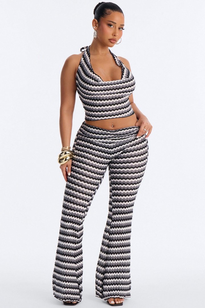 Retro Wave Crochet Rhinestone 4 Piece Bikini Pants Set - Black/combo