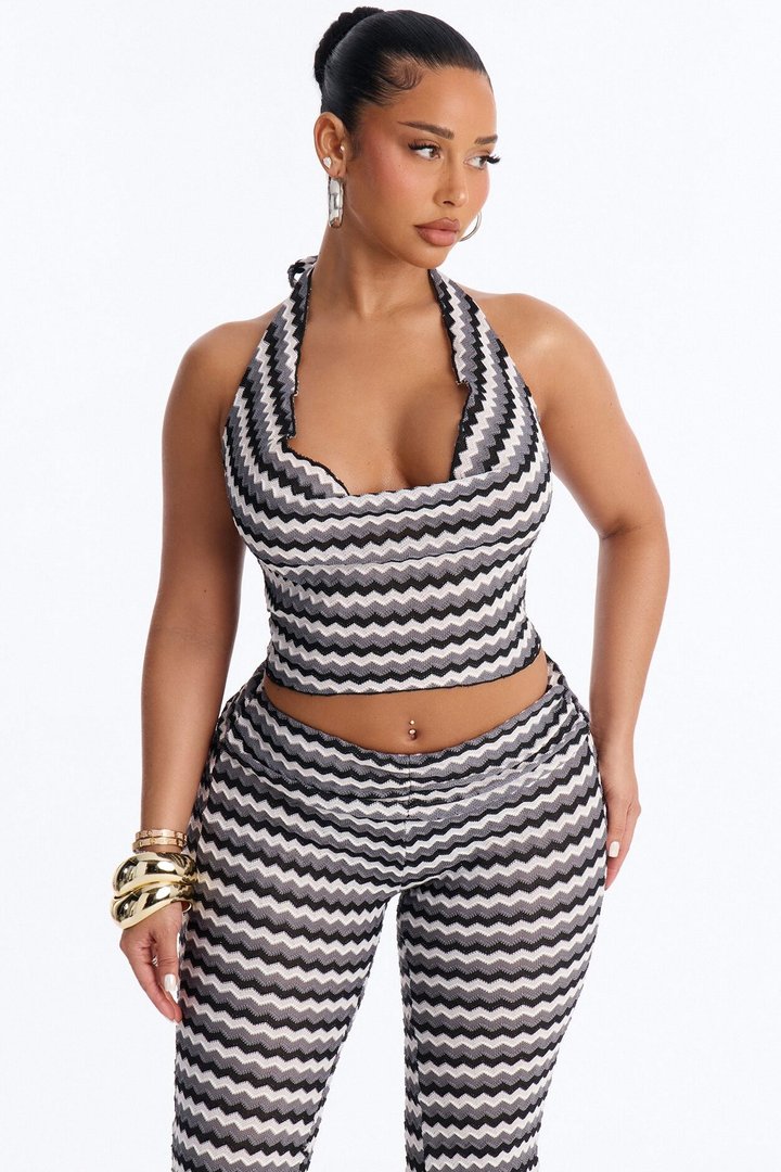 Retro Wave Crochet Rhinestone 4 Piece Bikini Pants Set - Black/combo
