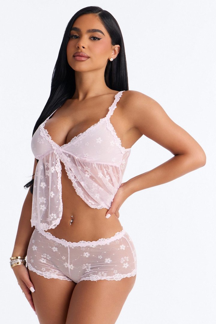 Never Forget Lace Flyaway 2 Piece Set - Pink