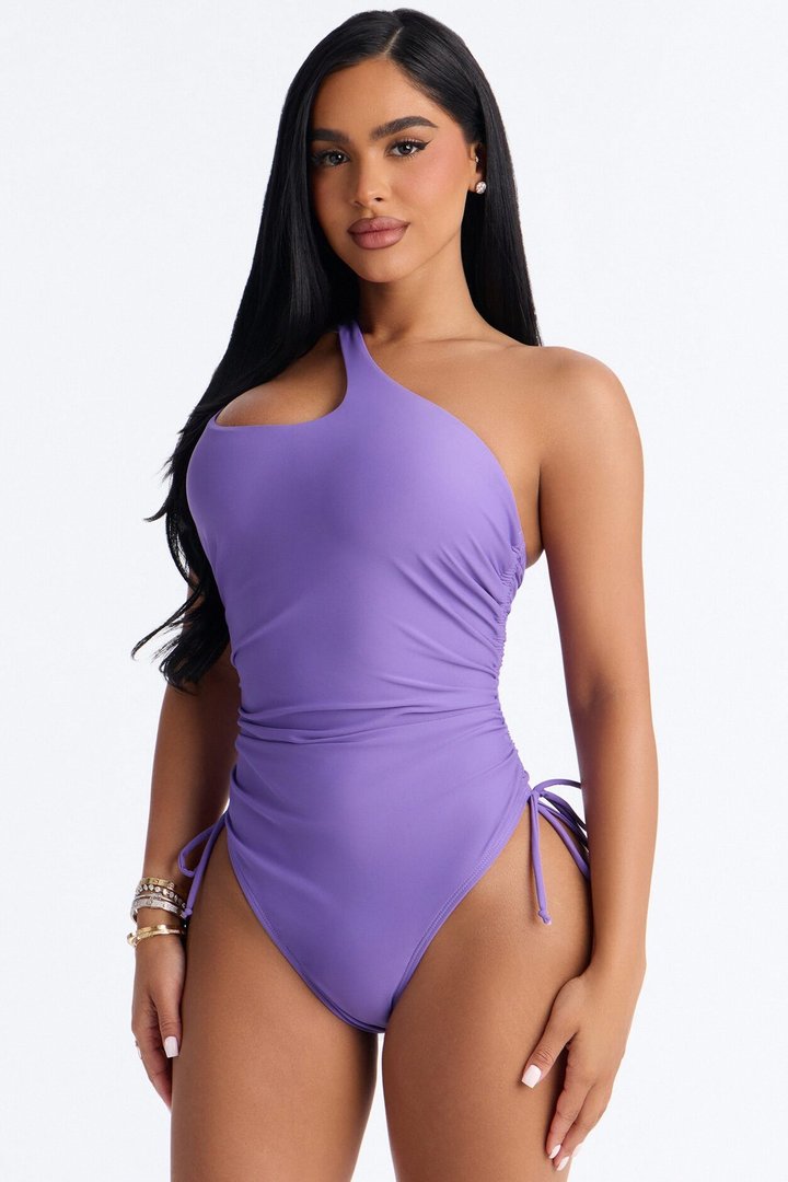 Mariah Ruched 1 Piece Swimsuit - Purple