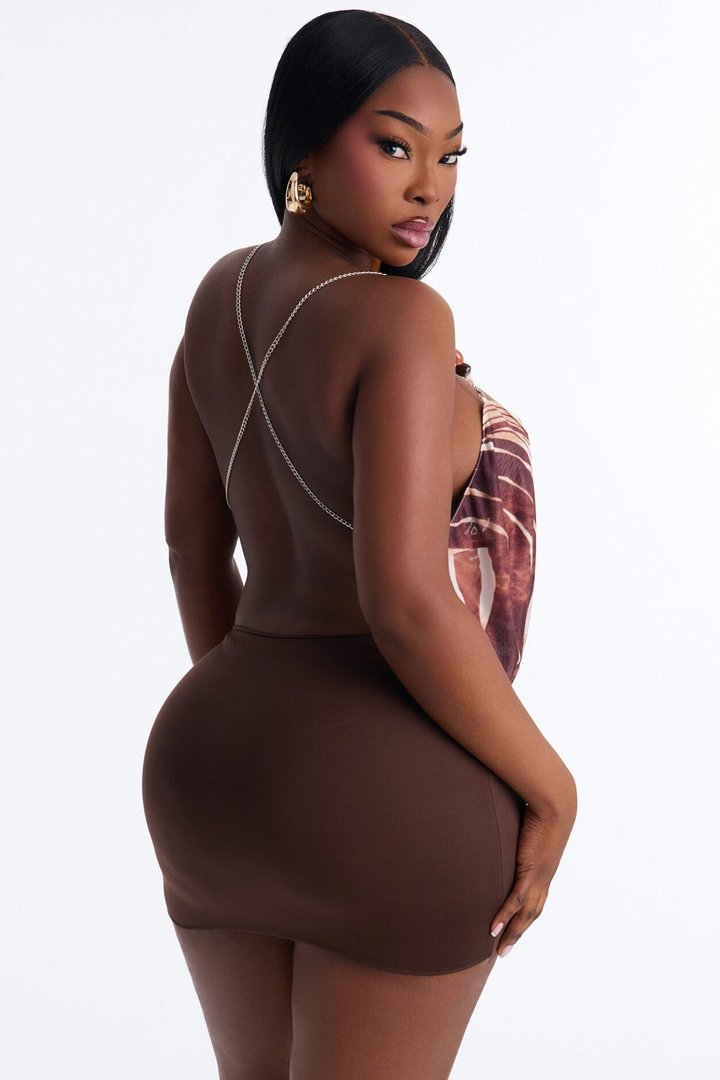 Uncontrollable Zebra Mesh Beaded Halter Top - Brown/combo