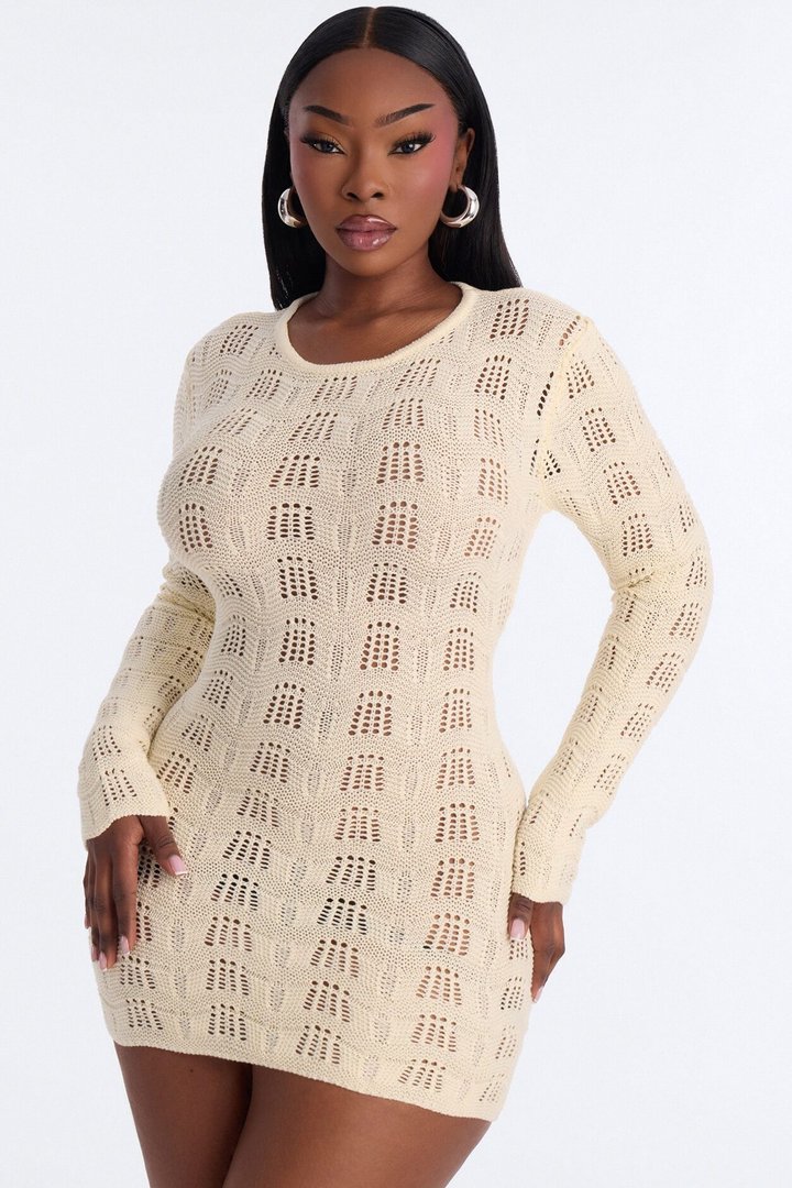 Caira Backless Crochet Mini Dress - Cream