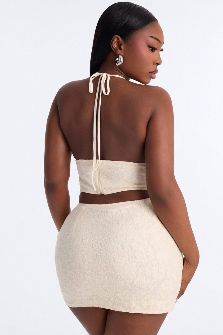 Perla Crochet Mini Skirt Set - Cream