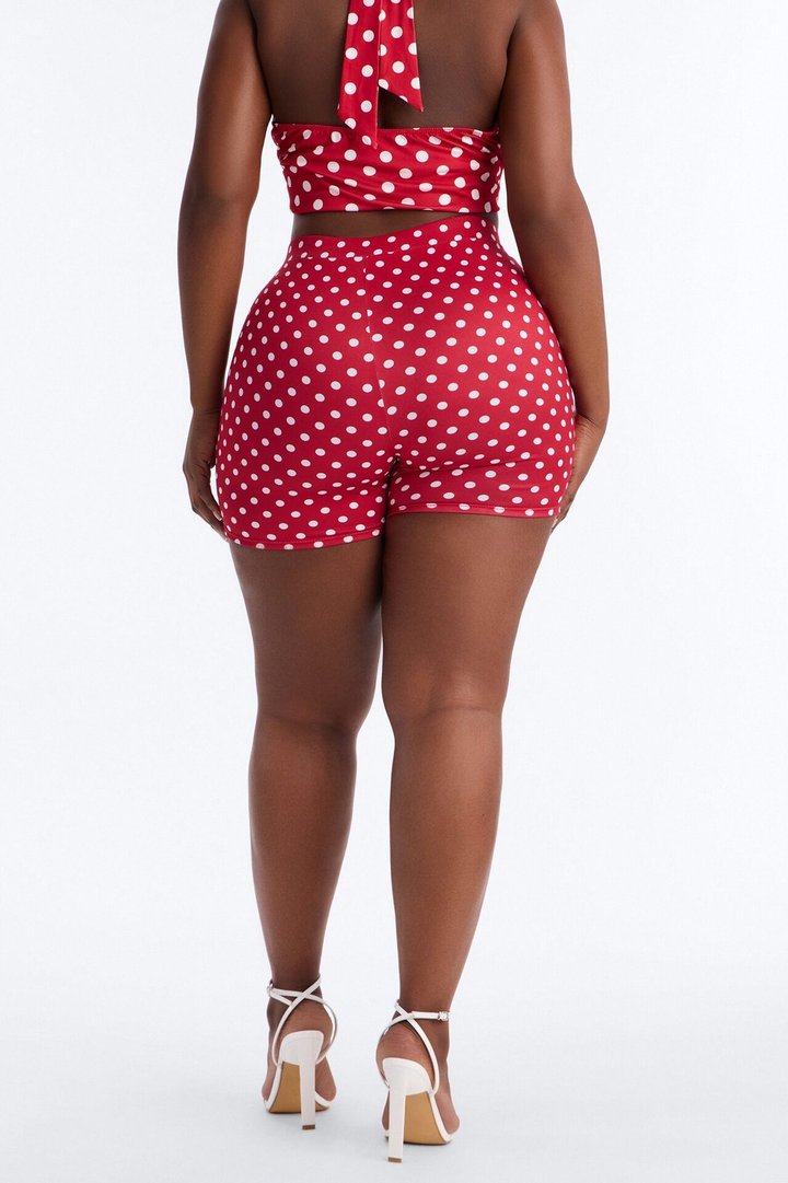 Light Stroll Polka Dot Biker Short - Red
