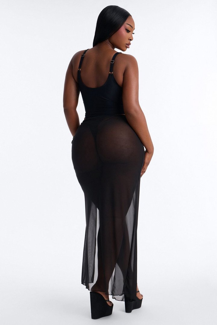 Romy 1 Piece Swimsuit With Cover Up Skirt Sunsuit - Black