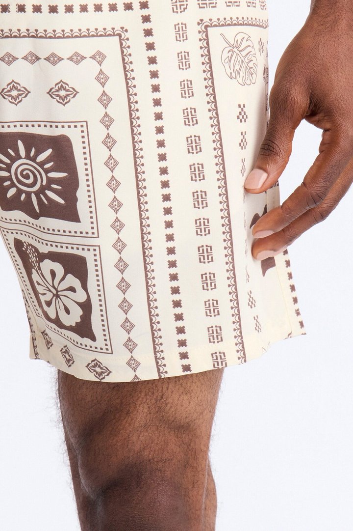 Terra Mosaic Swim Trunk 7″ - Brown
