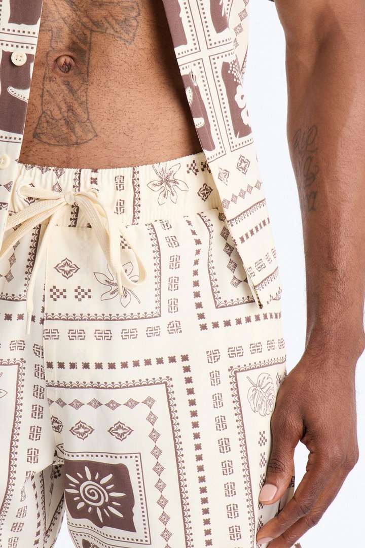 Terra Mosaic Swim Trunk 7″ - Brown