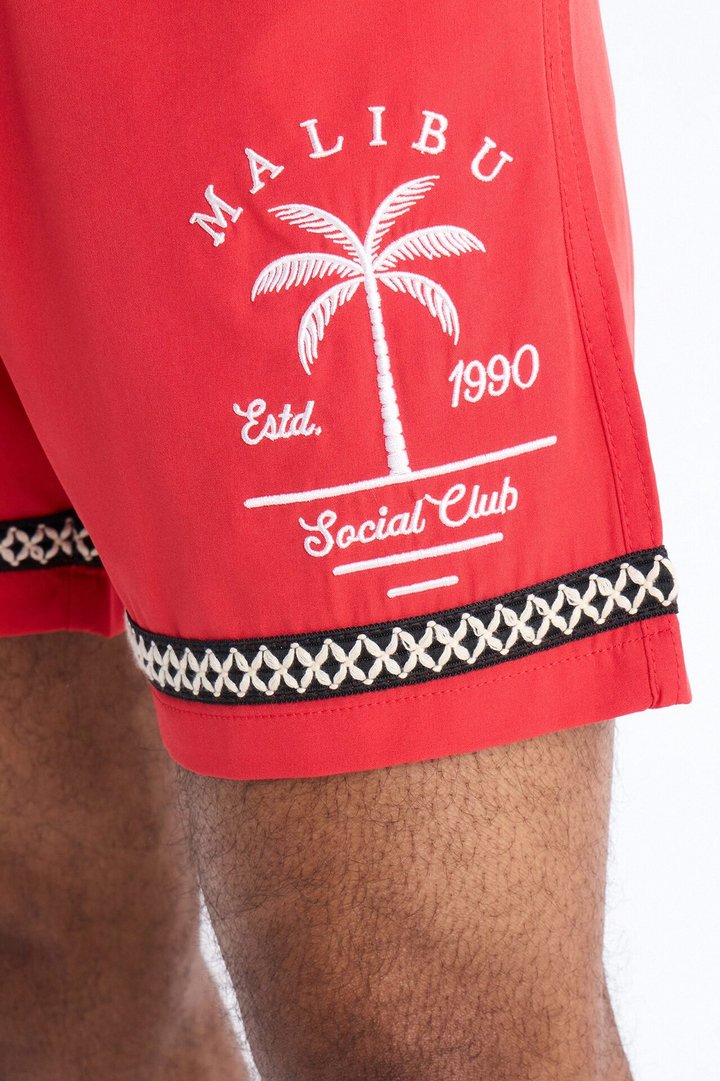 Malibu Social Club Swim Trunk 7″ - Red