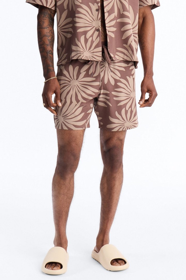 Tulum Bloom Swim Trunk 7″ - Brown