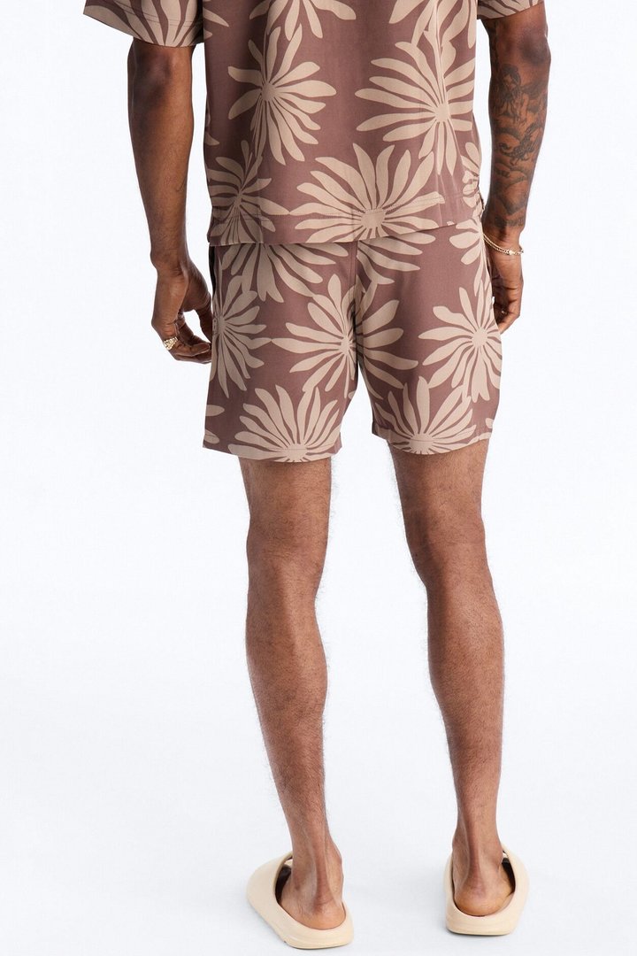 Tulum Bloom Swim Trunk 7″ - Brown