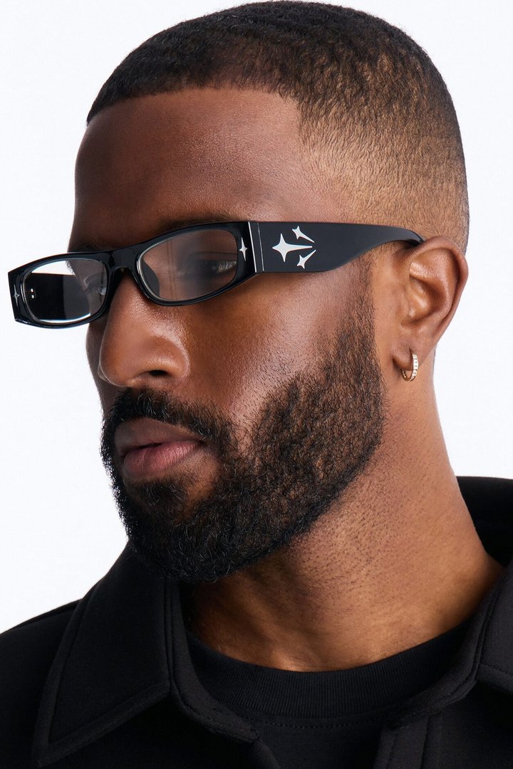 Y2K Starlight Rays Sunglasses - Black/Silver