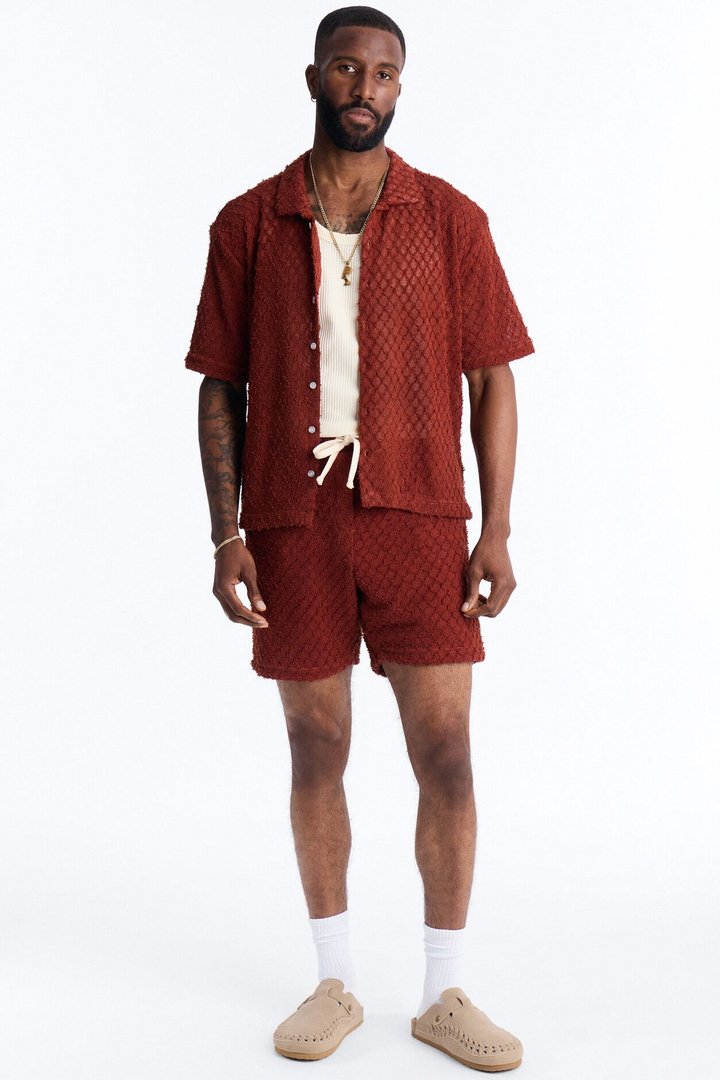 Mahogany Net Full Button Shirt - Brown