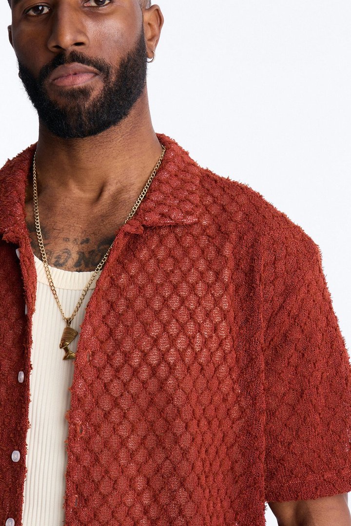 Mahogany Net Full Button Shirt - Brown