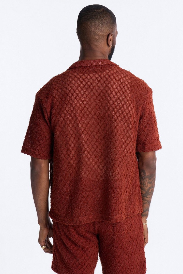 Mahogany Net Full Button Shirt - Brown