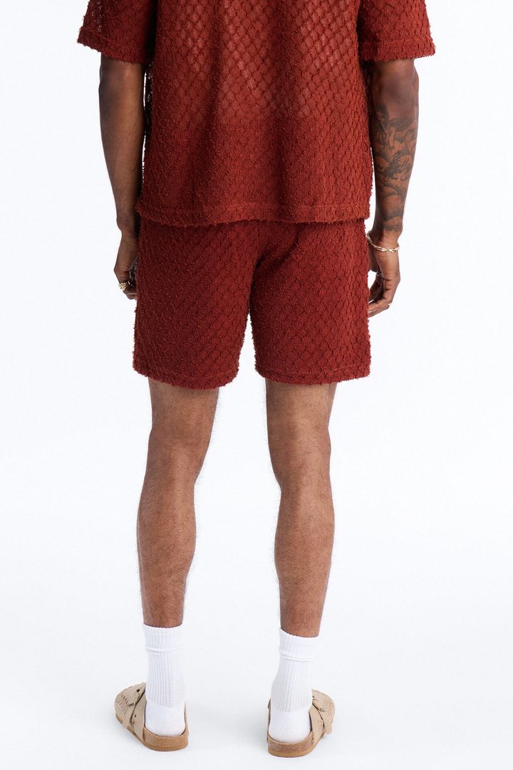 Mahogany Net Relaxed Shorts - Brown