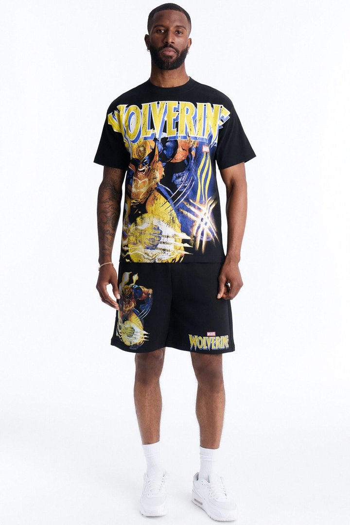 Marvel Wolverine Heavy Weight Boxy Short Sleeve Tee - Black