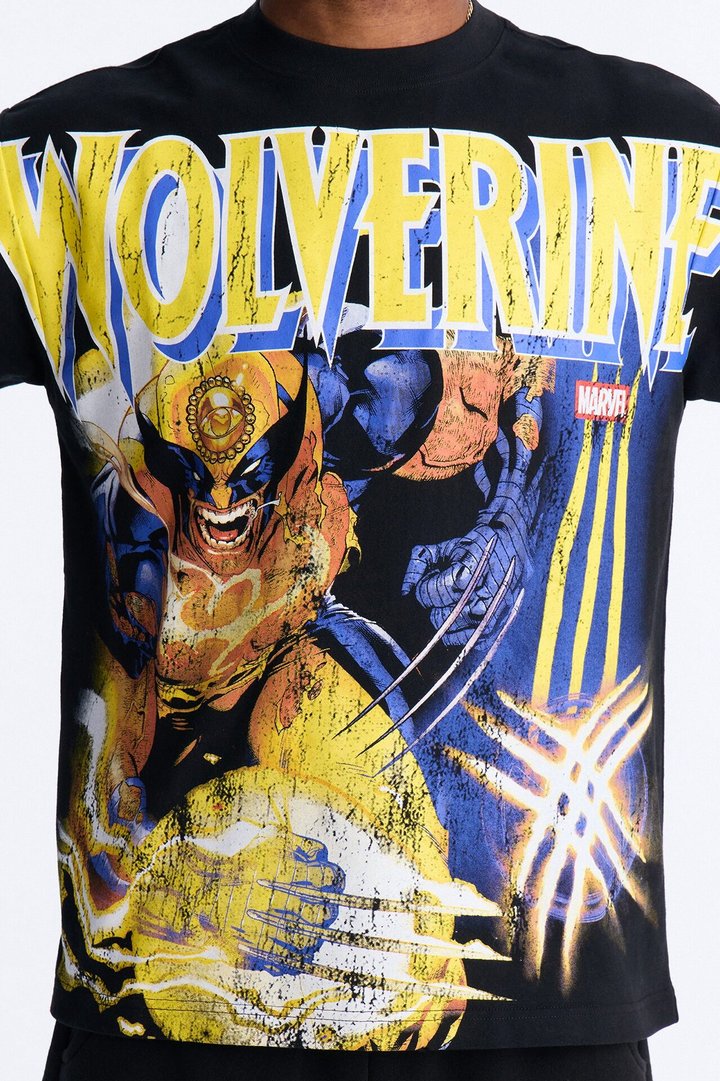 Marvel Wolverine Heavy Weight Boxy Short Sleeve Tee - Black