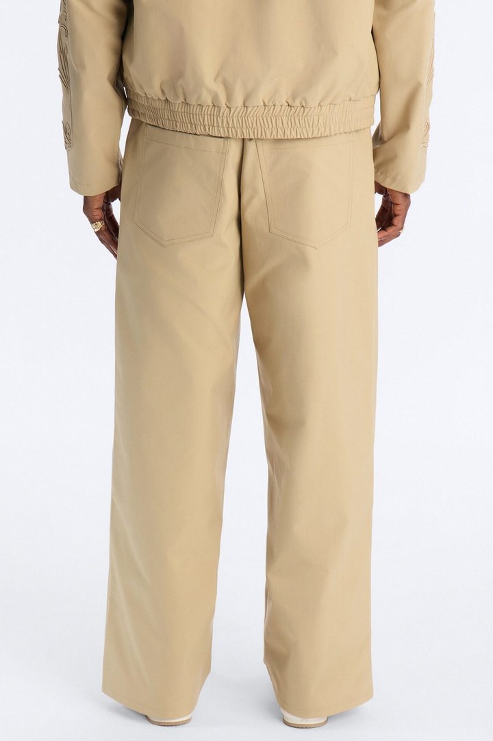 Delaro Embroidered Baggy Pant - Khaki