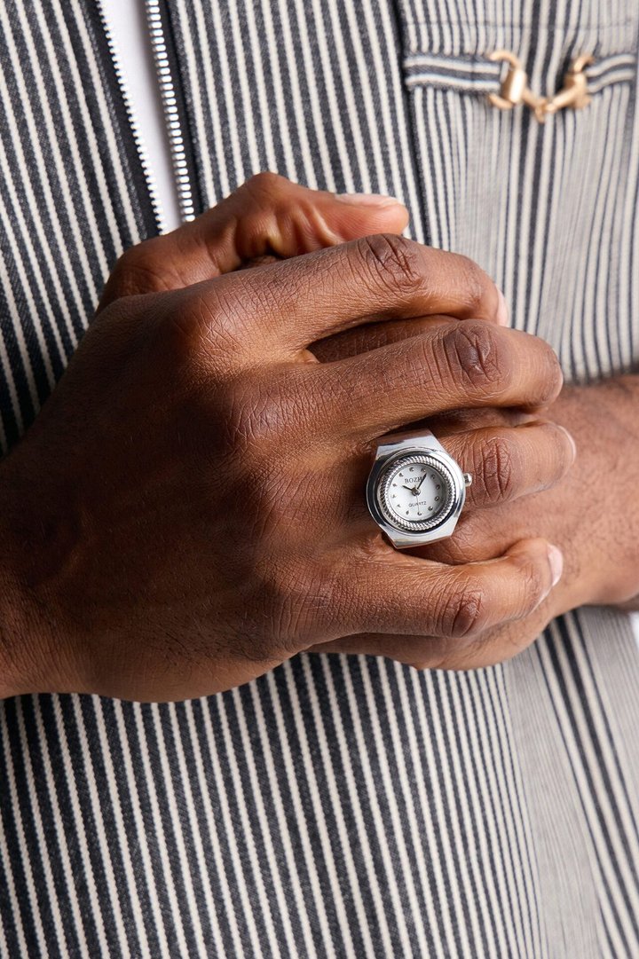Time Struck Functional Watch Dial Ring - Silver