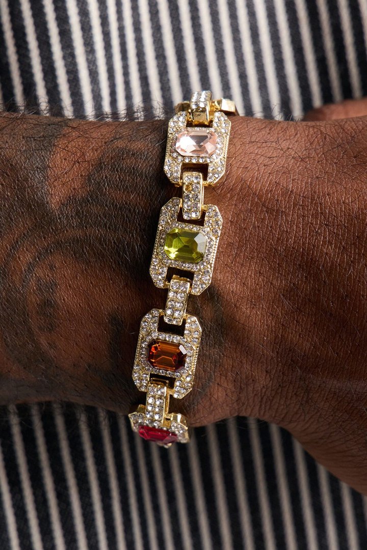 Most Regal Iced Gemstone Bracelet - Gold
