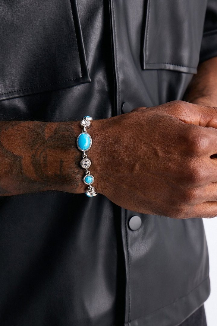 Opal Iced Gemstone Bracelet - Silver