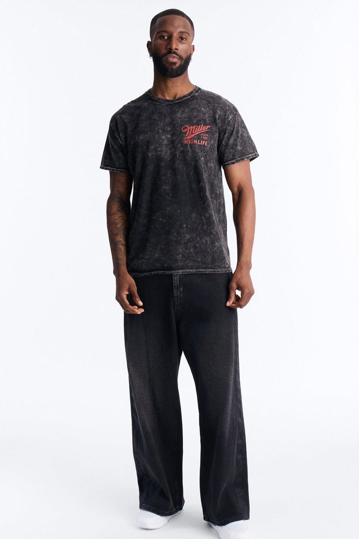 Miller High Life Vintage Racing Car Graphic Short Sleeve Tee - Black