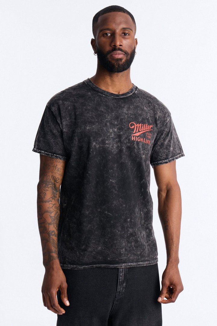 Miller High Life Vintage Racing Car Graphic Short Sleeve Tee - Black
