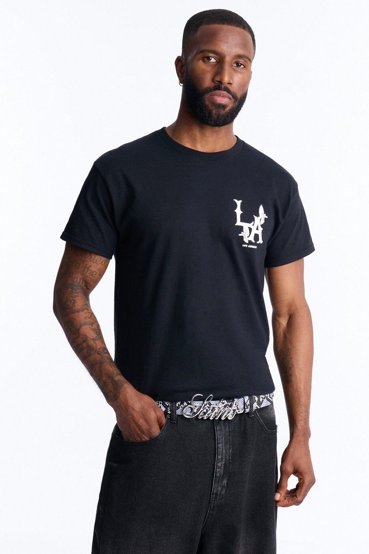 Saint Script Snake Buckle Belt - Grey