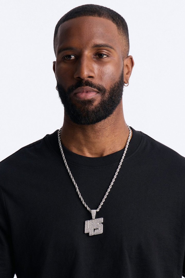 Iced 45 Rope Chain Necklace - Silver