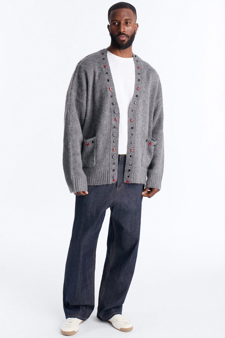 Bejeweled Reverie Cardigan - Grey