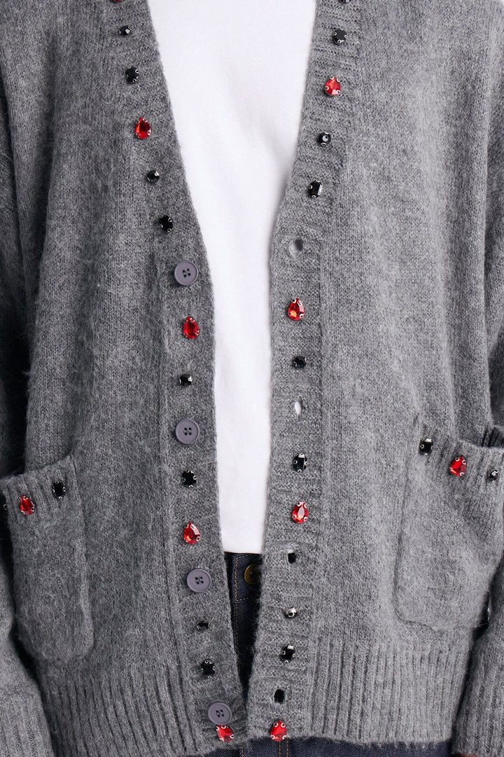 Bejeweled Reverie Cardigan - Grey