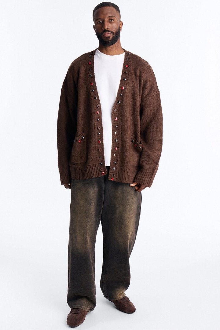Bejeweled Reverie Cardigan - Brown