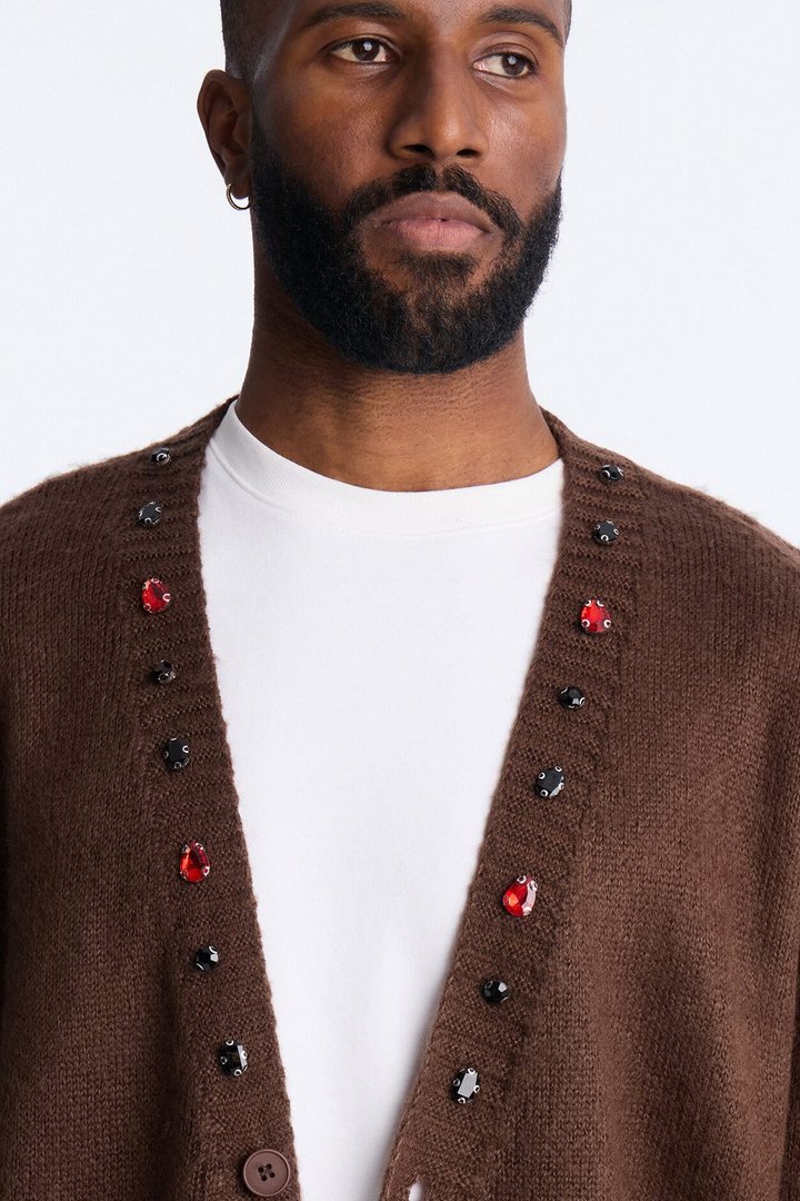 Bejeweled Reverie Cardigan - Brown