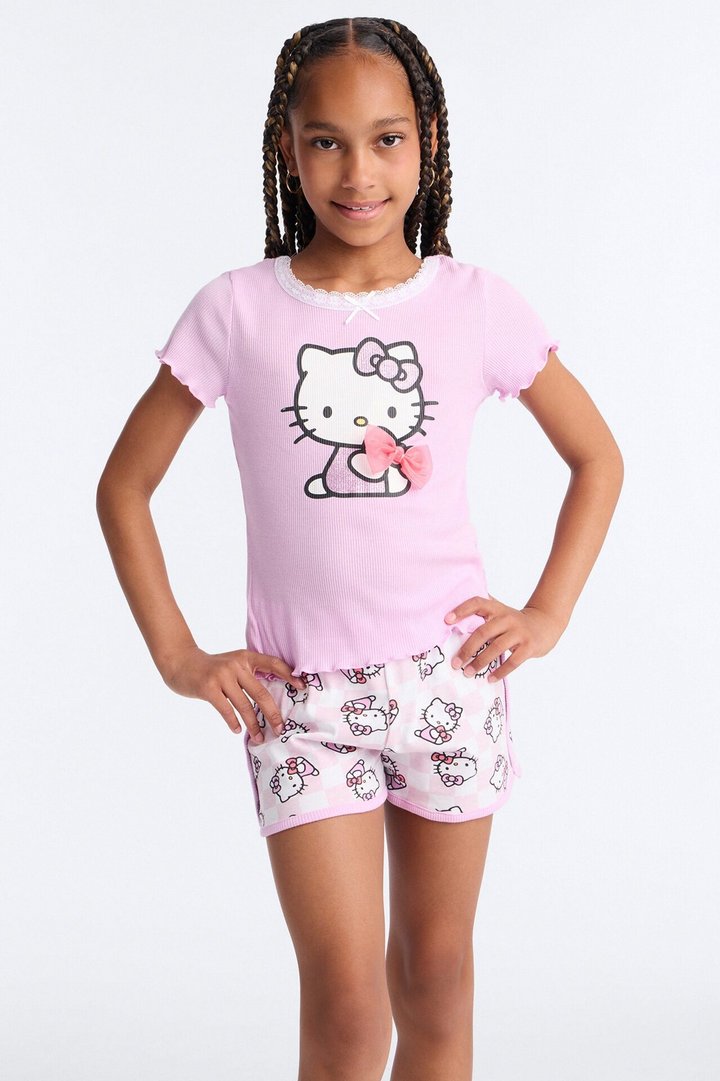 Mini Hello Kitty So Sweet Short Set - Lavender/combo