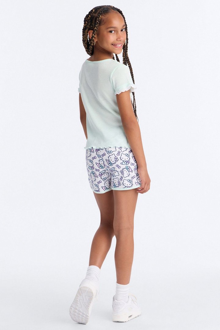 Mini Hello Kitty Good Vibes Short Set - Mint/combo