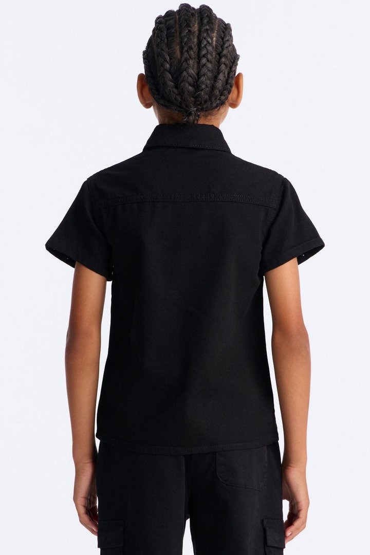 Mini Apex Stud Button Up Shirt - Black