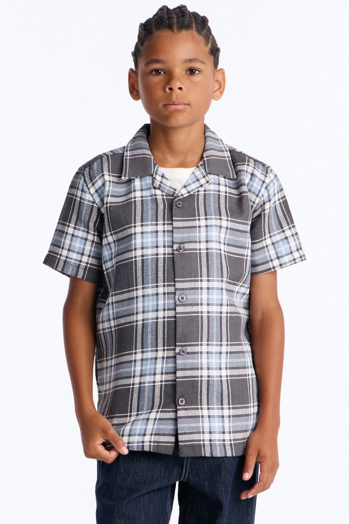 Mini Feeling This Plaid Button Down Shirt - Navy/combo