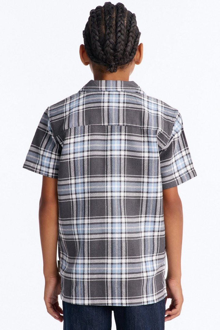 Mini Feeling This Plaid Button Down Shirt - Navy/combo
