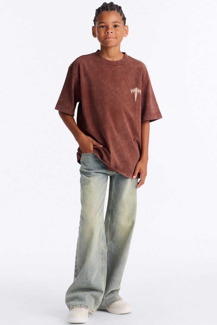 Mini Heavenly Short Sleeve Front/Back Tee - Brown
