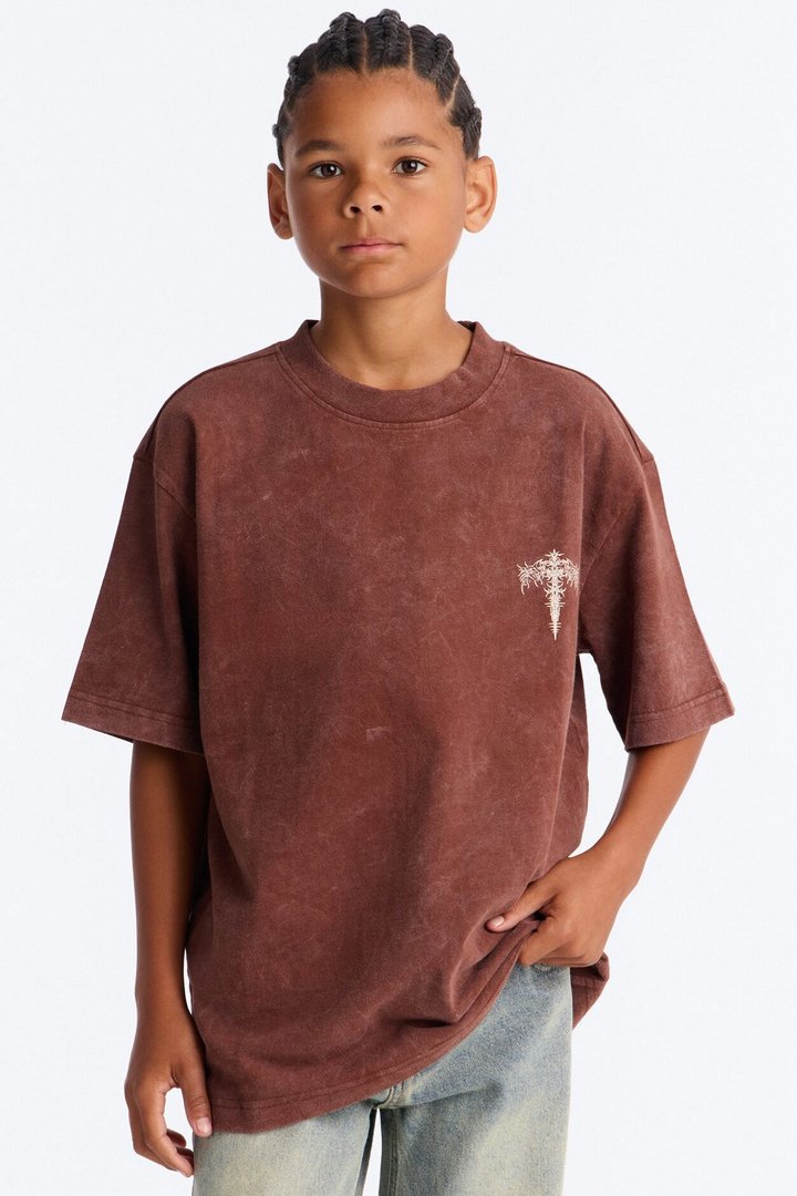 Mini Heavenly Short Sleeve Front/Back Tee - Brown