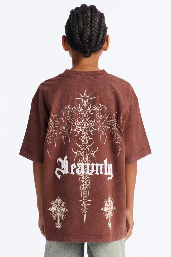 Mini Heavenly Short Sleeve Front/Back Tee - Brown
