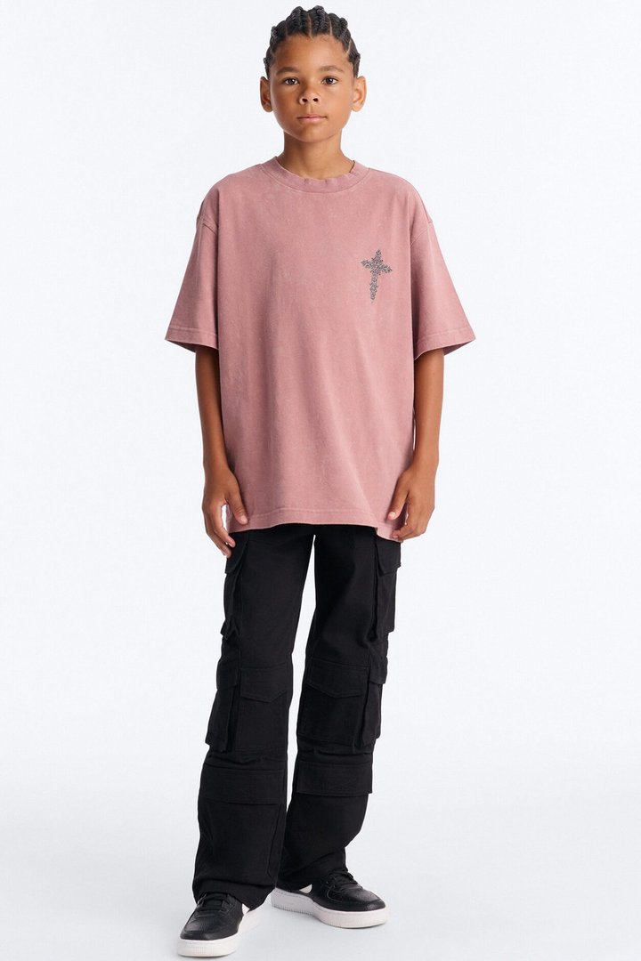 Mini Saint Short Sleeve Front/Back Tee - Burgundy