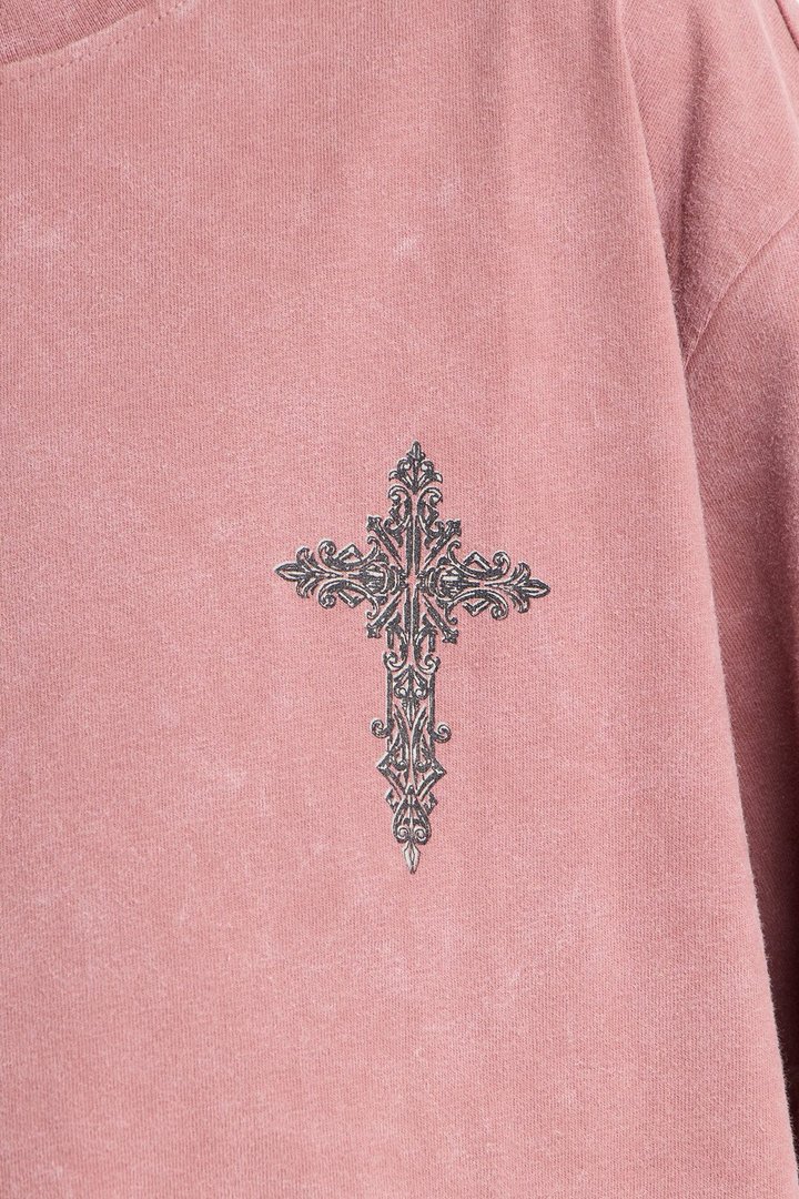 Mini Saint Short Sleeve Front/Back Tee - Burgundy