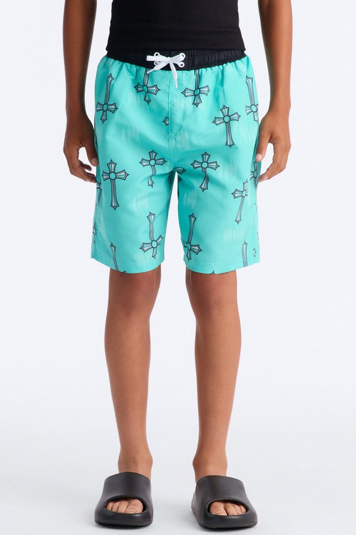 Mini Southpole Crosses Swim Trunk - Turquoise