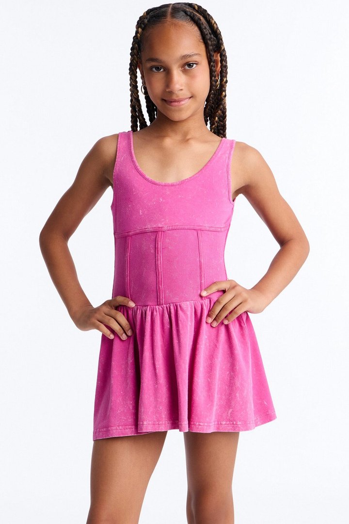 Mini Addison Washed Mini Dress - Fuchsia