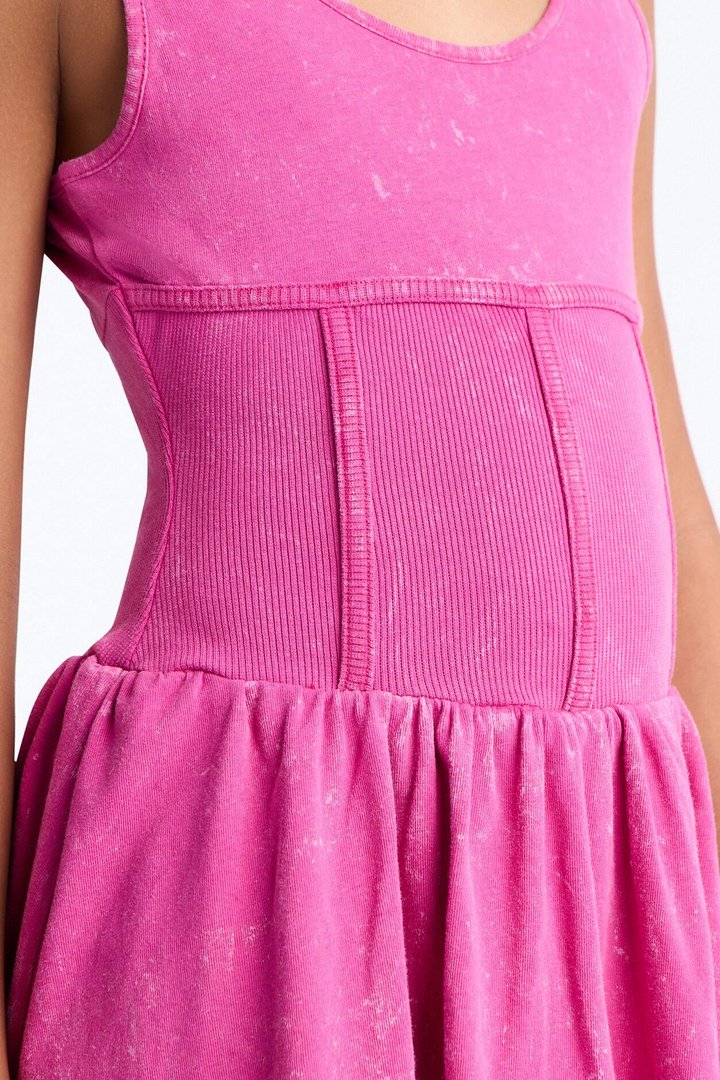 Mini Addison Washed Mini Dress - Fuchsia