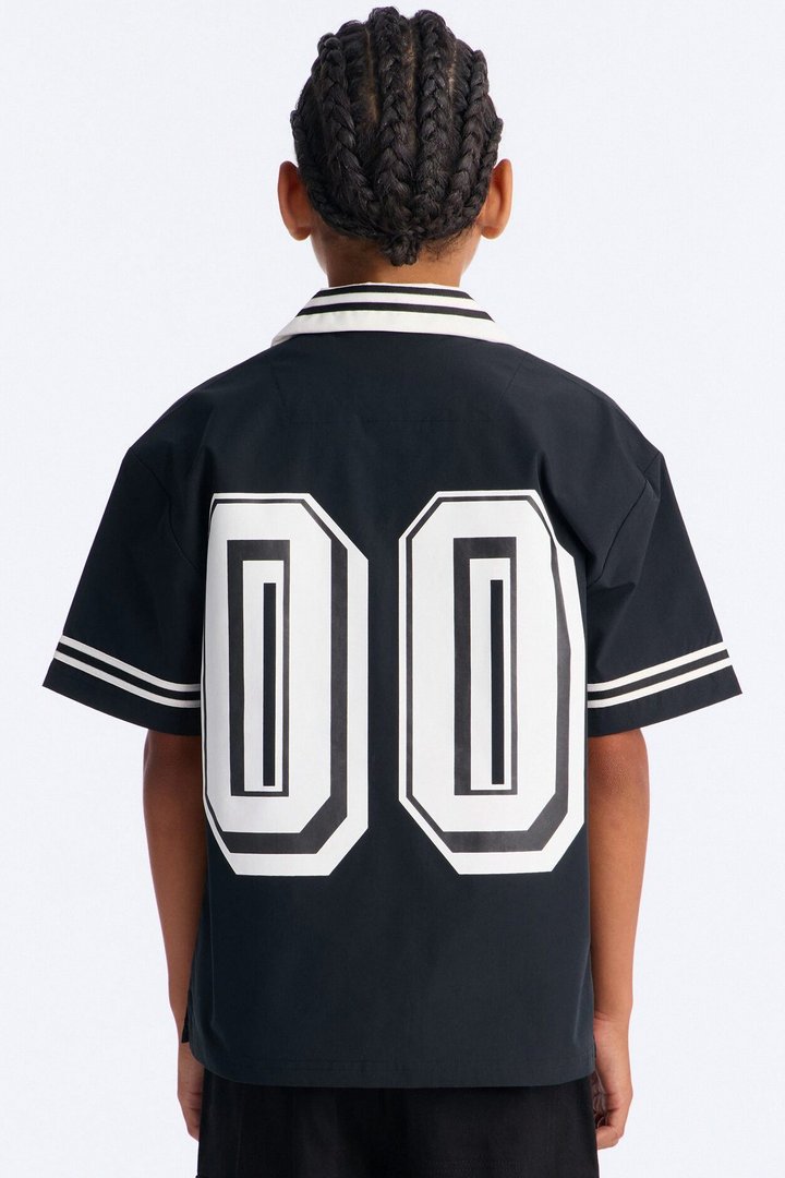 Mini Saints Studio Front/Back Button Down Shirt - Black